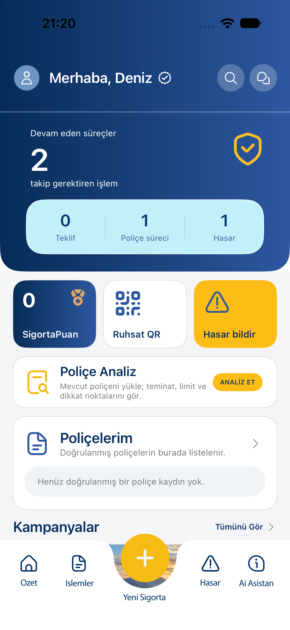 Mevcut mobil uygulama geliştirme ekranından örnek görünüm.