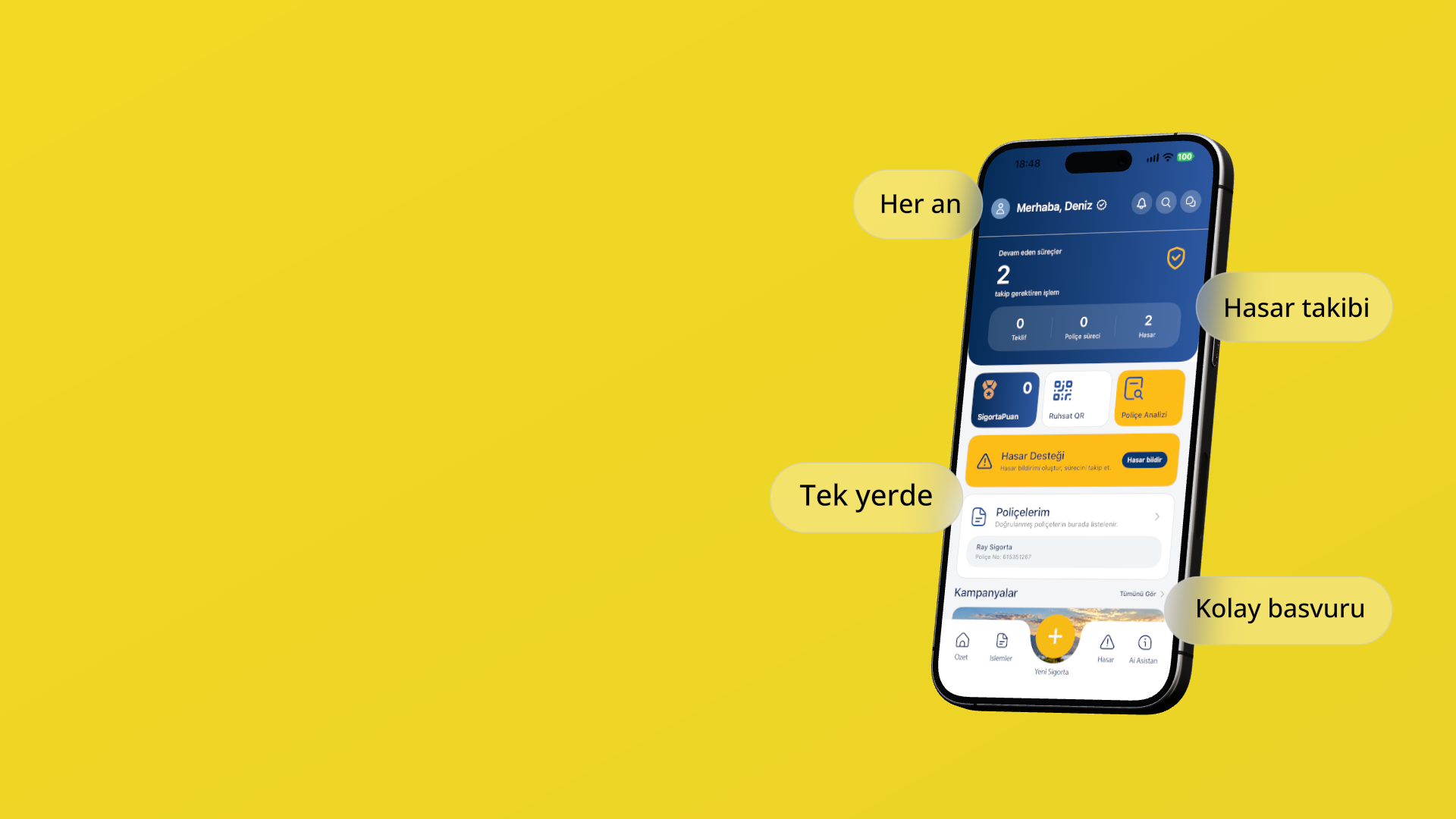 Sigortacımdan’ın mevcut mobil uygulama tanıtım görseli.